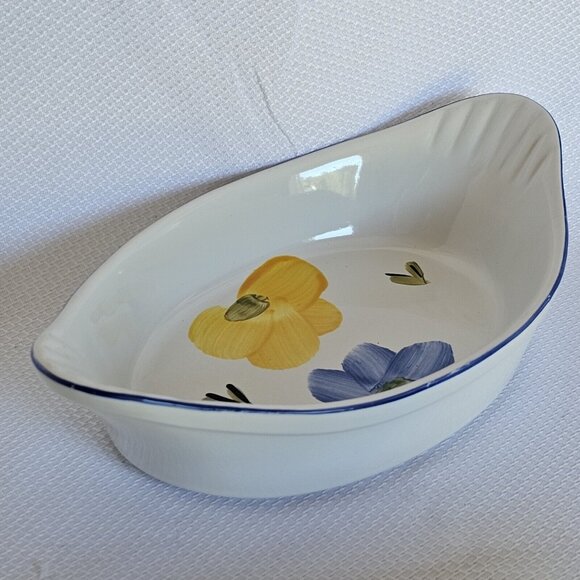 Maxam Italian Daisy Augratin Casserole Bowls 10.7" double portion Portugal set/2 - Picture 4 of 11